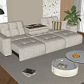 Beige Sectional Sofa With Plush Cushions Coffee Table And Floor Lamp In Modern Living Room