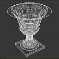 Classical Black Vase With Round Top Opening And Square Stone Base Design