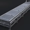 Industrial Conveyor System With Metal Frame And Rollers For Production Line 3d model