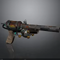 Unique Steampunk Gun With Wooden Handle Metal Barrel Round Colorful Decorative Components
