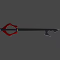 Black Spear With Red Decorative Accents And Purple Ring Detail Design