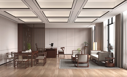 New Chinese Office Chairman's Office 3d model