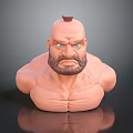 Game Movie Character Muscular Bust With Short Hair Angry Expression Blue Eyes And Beard