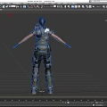 Female Game Character In Tactical Gear With Vest Knee Pads And Outstretched Arms