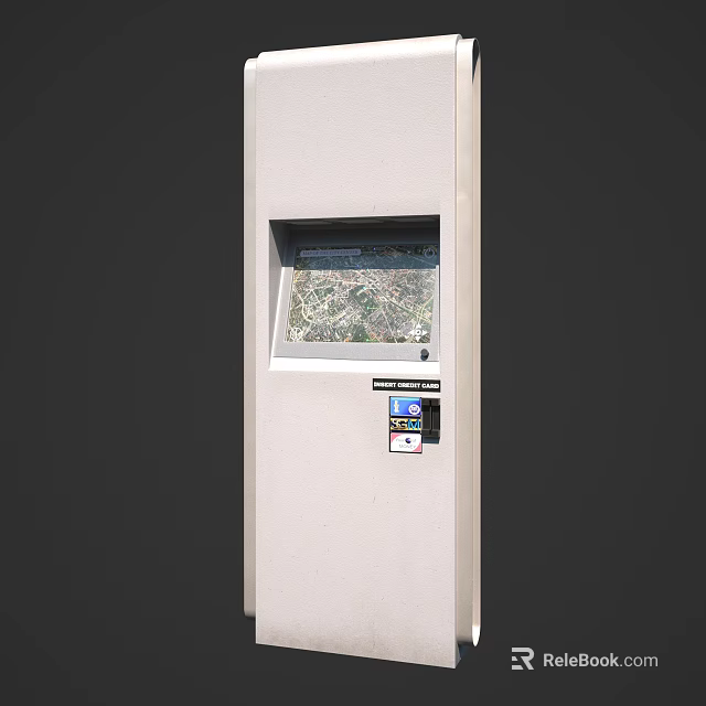 Modern Roadside Information Kiosk with Interactive Touchscreen Map Display for Driver Navigation Help 3d model 