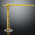 Yellow Construction Tower Crane With Lattice Tower Structure Extended Boom And Stable Base 3d model
