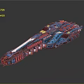 Blue Sci-Fi Spaceship With Complex Structure And Luminous Details For Space Exploration 3d model