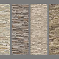 Vertical Stone Wood Wall Panels Featuring Four Different Textures And Tones