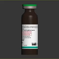 Medical Device Brown Glass Vial With Green Cap And Instruction Label