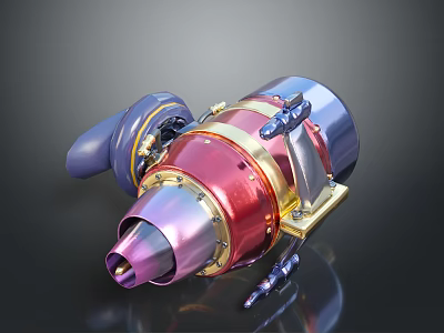 Colorful Metallic Mechanical Component With Polished Purple Red Gold Blue Finish And Precision Structure 3d model