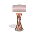 Pink Lampshade Table Lamp With Copper Twisted Design And Round Base 3d model