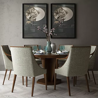 Dining table and chair 3d model
