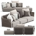 Modern Modular Sectional Sofa With Woven Design Multiple Cushions And Neutral Tones 3d model