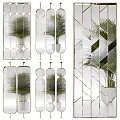 Modern Geometric Room Dividers With Glass Panels Metal Frames And Plant Reflections