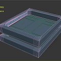 Sleek Blue Technical Component With Illuminated Edges And Internal Compartments Design