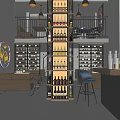 Modern Two Level Bar Interior With Wine Racks Bar Counter And Pendant Lights