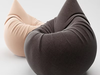 Comfortable Modern Bean Bag Chair in Beige and Dark Brown for Living Room 3d model
