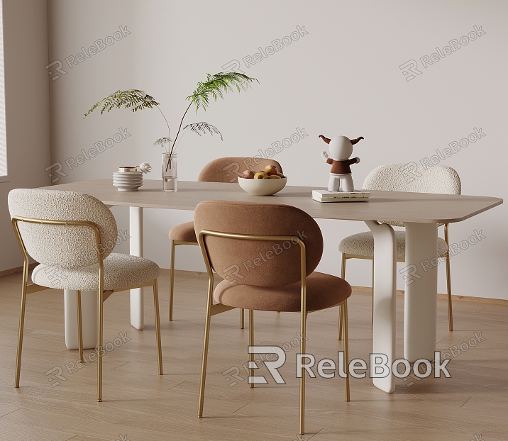 Cream wind dining table and chair model