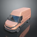 Light Pink Cargo Van With Modern Exterior Design And Reflective Finish