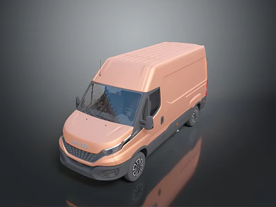 Light Pink Cargo Van With Modern Exterior Design And Reflective Finish 3d model