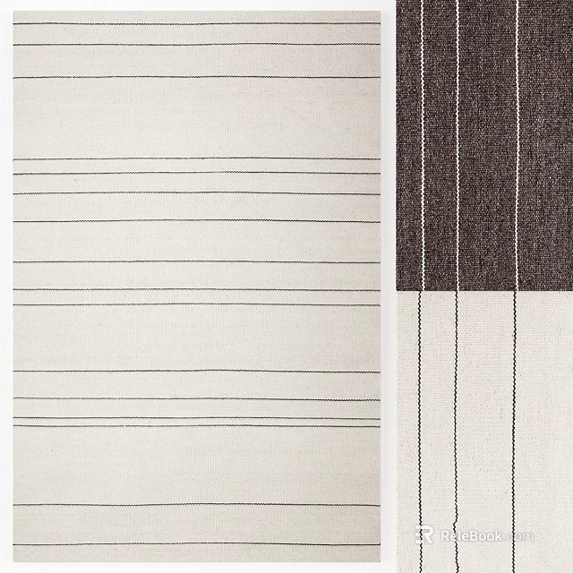 Square Rug Featuring Cream Base With Horizontal Stripes And Dark Brown Vertical Patterns 3d model