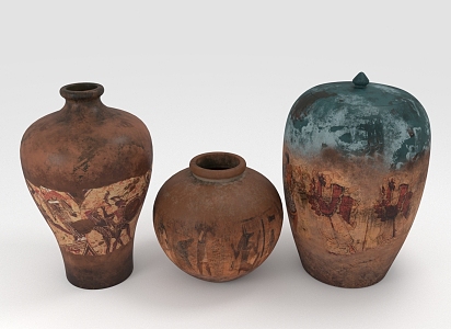 clay jars pottery 3d model