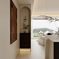 Modern Living Dining Room Interior With Beige Sofa Dining Table Coffee Table And Chandelier