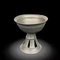 Vintage Metal Decorative Bowl With Pedestal Base And Hollowed Patterns On Stand