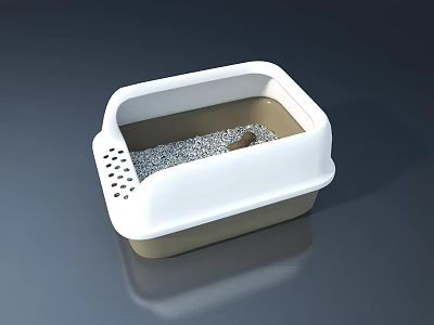 White Cat Litter Box With Swing Door Design And Ventilation Holes For Easy Cleaning 3d model