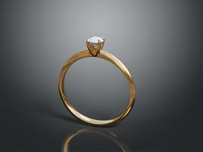 Shiny Diamond Studded Gold Ring Simple Design Daily Life Accessory 3d model
