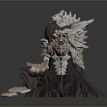 Ornate Black Sphere Sculpture With Decorative Armor Details And Open Books