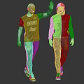Two Mannequins Wearing Men's Sportswear With Short Sleeve Top Hoodie And Track Pants