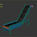 Inclined Blue Frame Conveyor Belt With Black Belt And Orange Edge Structure