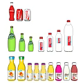 Assorted Bottled And Canned Beverages Including Mineral Water Fruit Juices And Carbonated Drinks