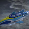Sleek Blue Yellow Stingray Fighter Jet Model with Cockpit and Sleek Design Details