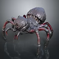Realistic Detailed 3D Spider Model With Gray Red Body And Articulated Legs