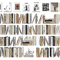 Elegant Books and Magazines Collection with Diverse Covers Arranged on Wooden Shelves