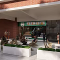 Bubble Tea Shop With Green Signage Cozy Interior Counter Drinks Display And Customer Seating