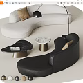 Sofa Coffee Table Combination Curved Sofa Fishing Lamp 3d model