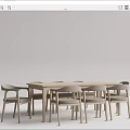 Modern Dining Table Set With Wooden Frame And Fabric Upholstered Chairs