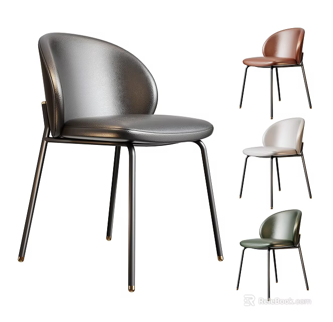 Stylish Modern Leisure Chair With Curved Backrest And Metal Legs In Various Colors 3d model 