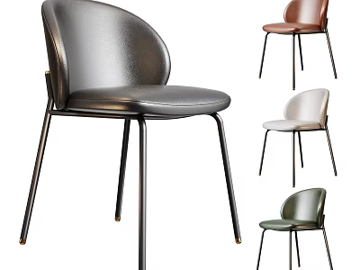 Stylish Modern Leisure Chair With Curved Backrest And Metal Legs In Various Colors 3d model