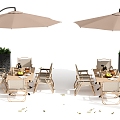 Outdoor tables and chairs umbrellas 3d model