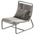 Stylish Woven Leisure Chairs with Green Metal Frame and Gray Comfortable Cushions for Outdoor Use