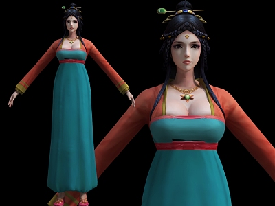 Woman Tang Dynasty Woman Chinese Style Woman Zen Woman Priest Game Woman Cartoon Woman Cartoon Woman Movie Characters Saint 3d model