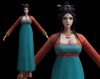 Woman Tang Dynasty Woman Chinese Style Woman Zen Woman Priest Game Woman Cartoon Woman Cartoon Woman Movie Characters Saint 3d model