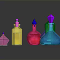 Vibrant Colorful Decorative Glass Bottles With Various Shapes And Small Cone Accessory For Home Decoration
