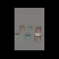 Multiple Colorful Round Stools With Metal Frame And Soft Seat Cushion