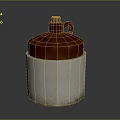 Ceramic Storage Jar With Brown Lid White Textured Base And Cork Stopper Handle 3d model