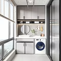 modern balcony washing machine cabinet 3d model